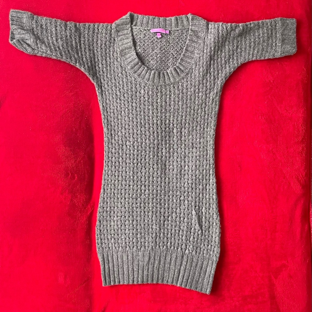 Calypso Christiane Celle Women's Short Sleeve Knit Pullover Gray Sweater Dress M